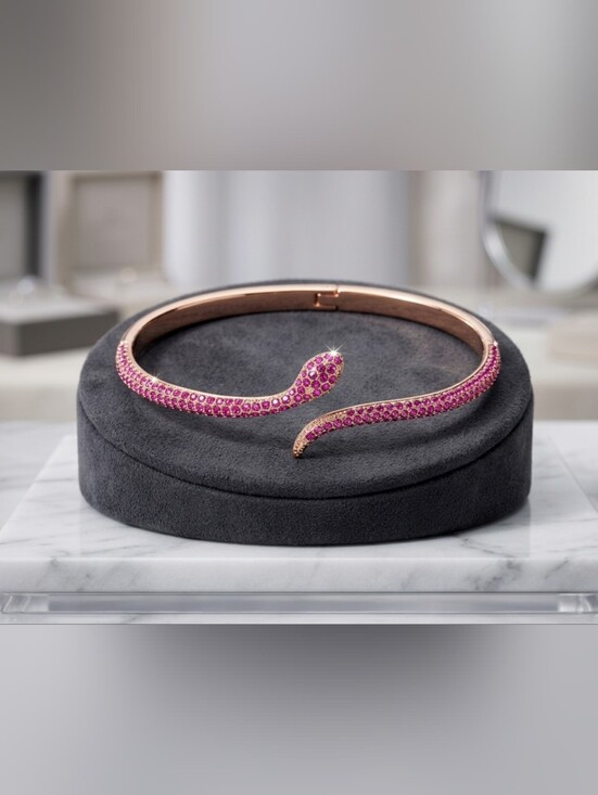 Swarovski Jewelry - Swarovski Leslie Snake Bangle – Rose Gold Tone, Fuchsia Crystal Pavé